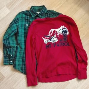 Children’s Place Boys M 7/8 Long Sleeve Shirts Lot of 2 Plaid Graphic Cotton